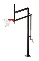 Basketball hoop with black stand on a white background