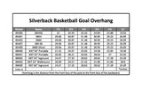 Silverback NXT 54 Portable Basketball Goal Overhang and measurements of hoops