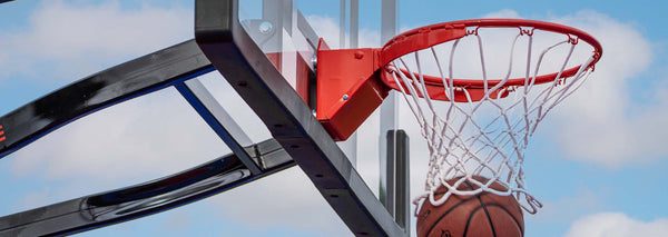 basketball hoop overhang going through basketball hoop rim and net - learn about basketball hoop overhang and where I should install my basketball hoop