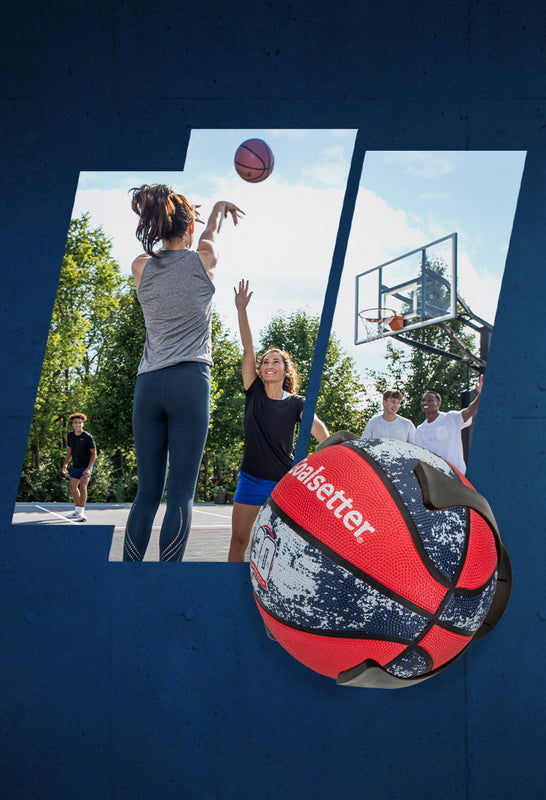 purchase any goalsetter basketball hoop and get a free gift of a basketball holder or free anniversary basketball 