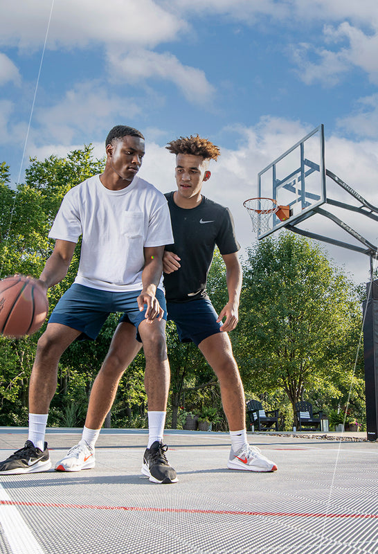 basketball players on basketball court