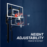 goalsetter captain basketball hoop - height adjustability from 6' to 10' feet