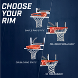 goalsetter all star basketball hoop - choose your rim - single static rim, collegiate breakaway, double ring static, and hd breakaway