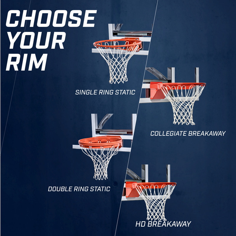 goalsetter captain basketball goal -choose your rim single ring static, collegiate breakaway, double ring static, hd breakaway