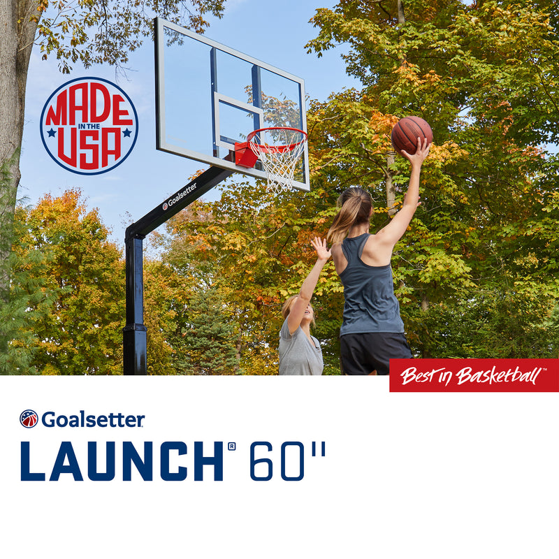 Goalsetter Basketball - Launch 60" - Glass, Collegiate Breakaway Rim