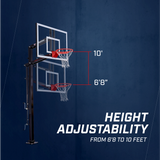 Goalsetter Basketball In Ground Hoop X454 - Height Adjustability from 6'8 to 10 feet