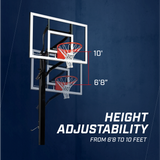 Goalsetter Basketball In Ground Hoop X554 - Height Adjustability from 6'8 to 10 feet